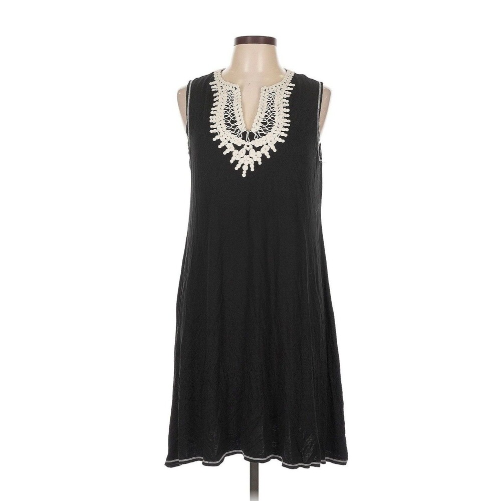 Max Studio London Women Black Embroidered Dress Size XS Cottage Boho NWOT